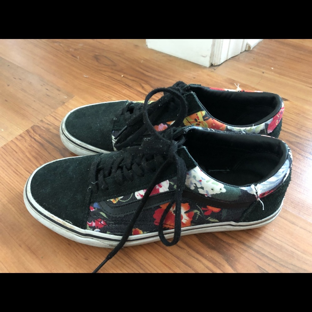 Black and floral vans